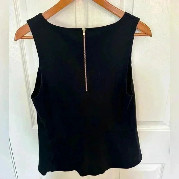 J. Crew Black Swiss Dot Peplum Sleeveless Top size Large - Picture 4 of 4